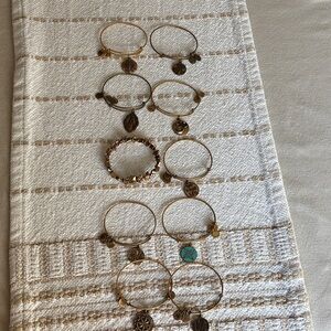 Alex and Ani Gold and Turquoise Charm Bracelets